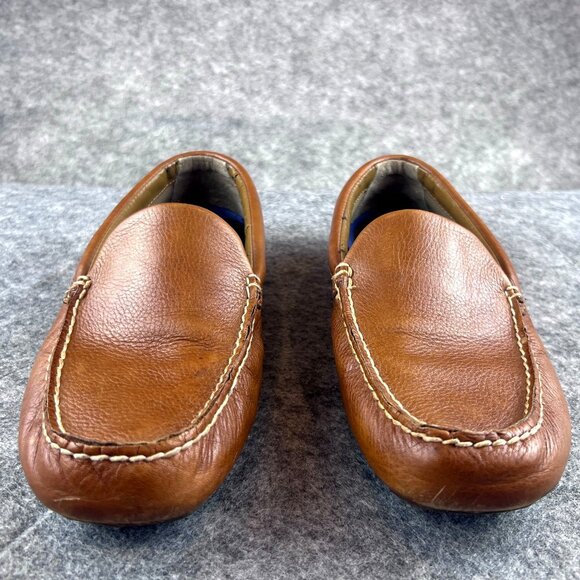 Sperry Mens 10M Brown Boat Driver Leather Slip-On Loafers Moccasin Rubber Sole - Picture 2 of 12
